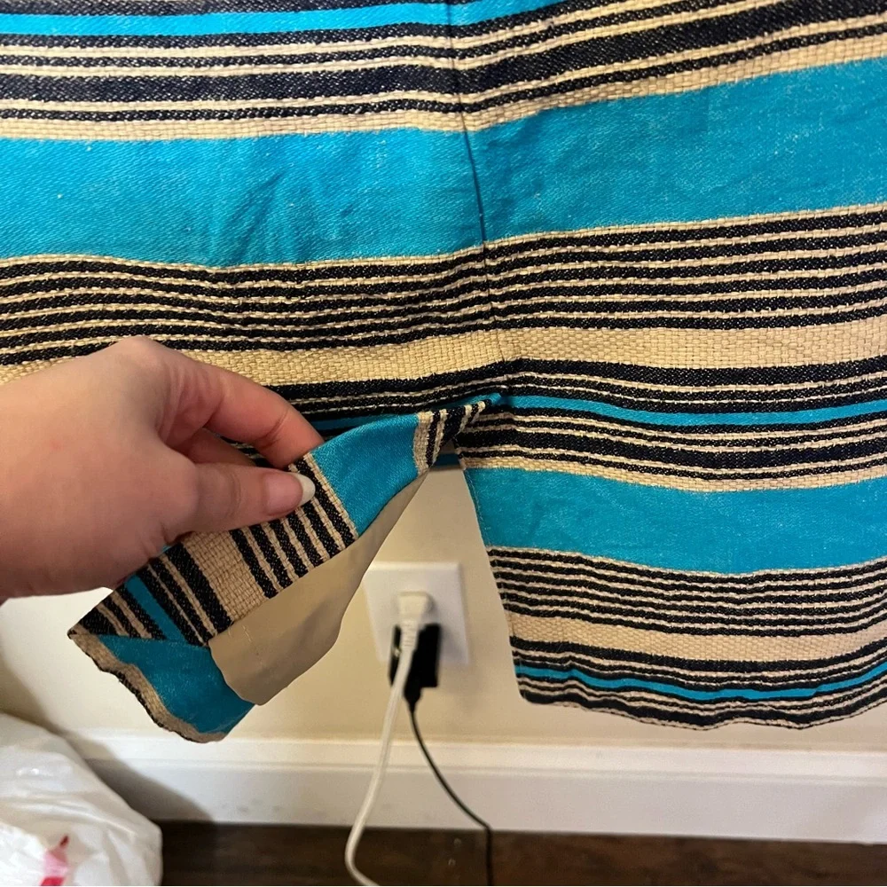 The Limited 8 Linen Cotton Sheath Sleeveless Dress Blue Tan Black - Picture 8 of 8